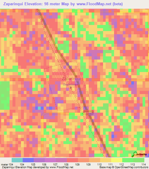 Zaparinqui,Argentina Elevation Map
