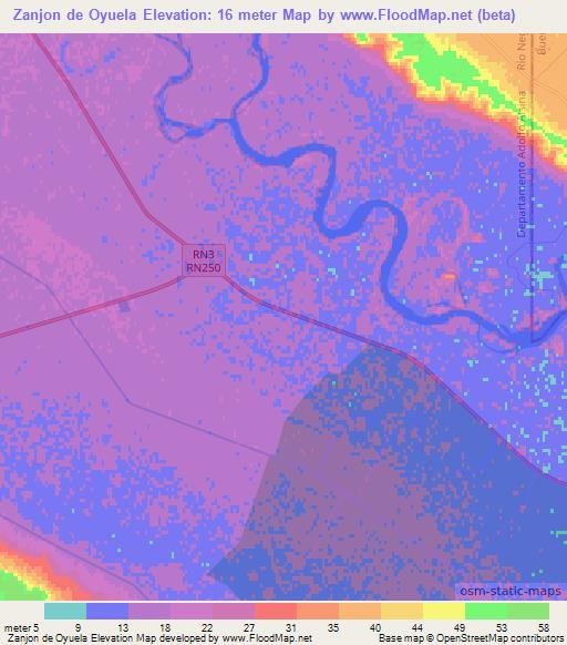 Zanjon de Oyuela,Argentina Elevation Map