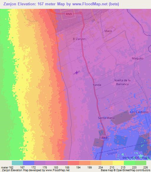Zanjon,Argentina Elevation Map