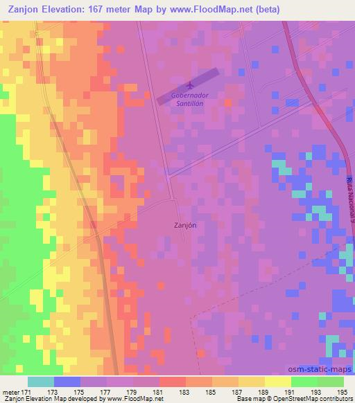 Zanjon,Argentina Elevation Map