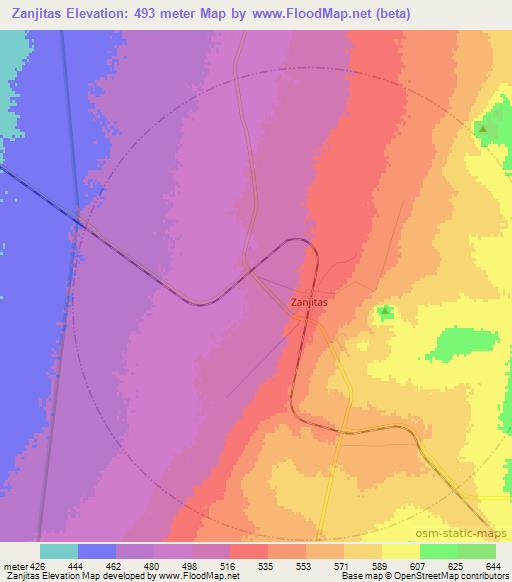 Zanjitas,Argentina Elevation Map