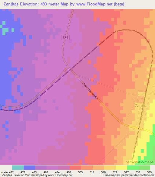 Zanjitas,Argentina Elevation Map