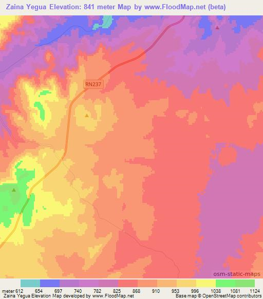 Zaina Yegua,Argentina Elevation Map