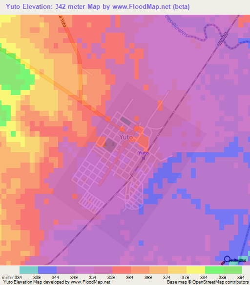 Yuto,Argentina Elevation Map