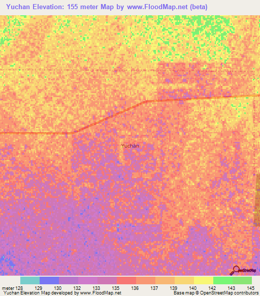 Yuchan,Argentina Elevation Map