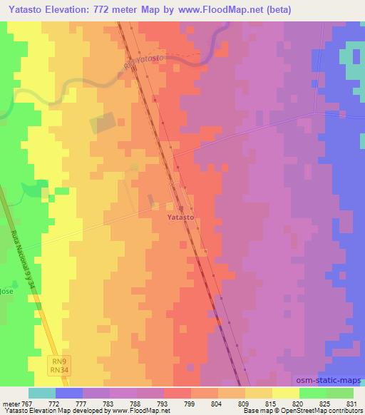 Yatasto,Argentina Elevation Map