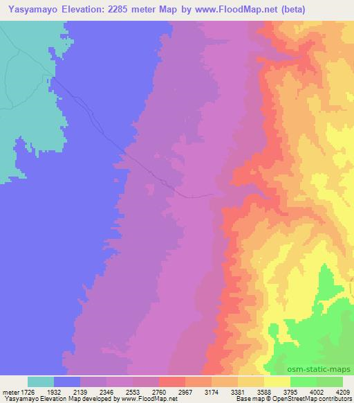 Yasyamayo,Argentina Elevation Map