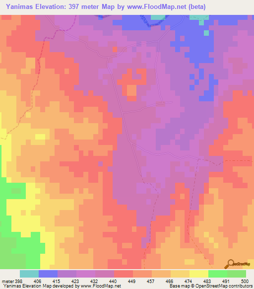 Yanimas,Argentina Elevation Map
