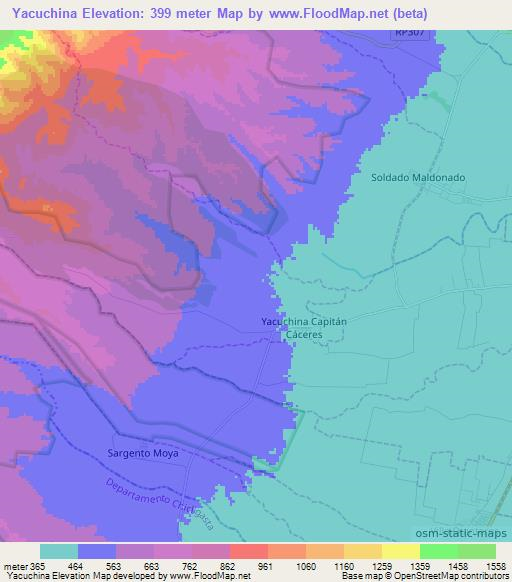 Yacuchina,Argentina Elevation Map