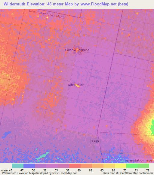 Wildermuth,Argentina Elevation Map