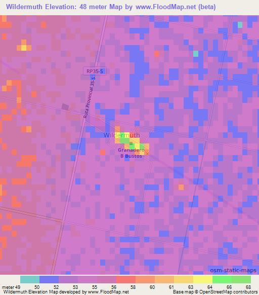 Wildermuth,Argentina Elevation Map