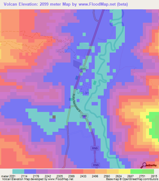 Volcan,Argentina Elevation Map