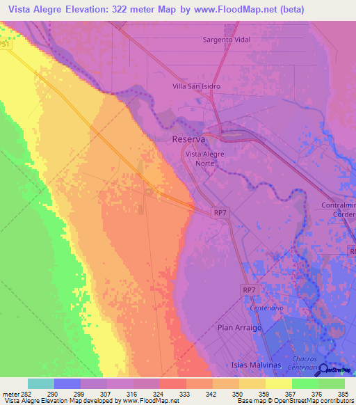 Vista Alegre,Argentina Elevation Map