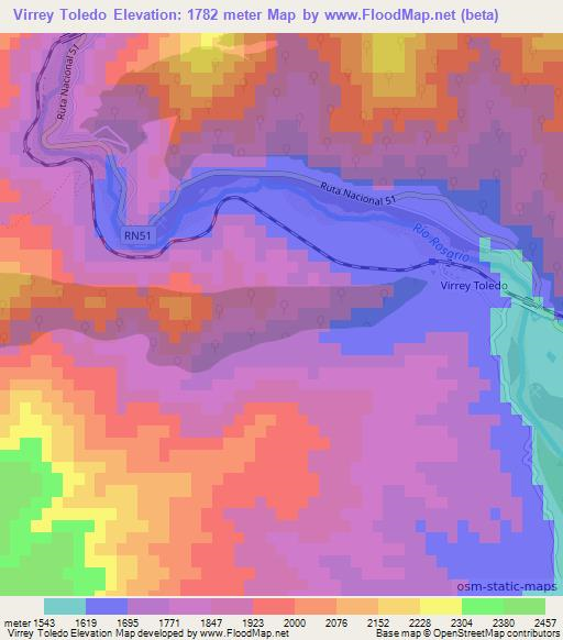 Virrey Toledo,Argentina Elevation Map