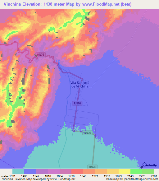 Vinchina,Argentina Elevation Map