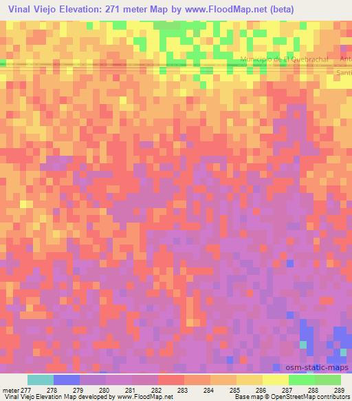 Vinal Viejo,Argentina Elevation Map