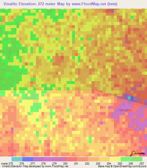 Vinalito,Argentina Elevation Map