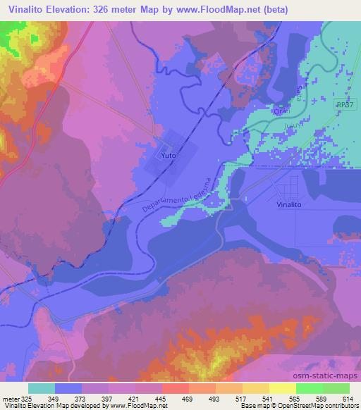Vinalito,Argentina Elevation Map