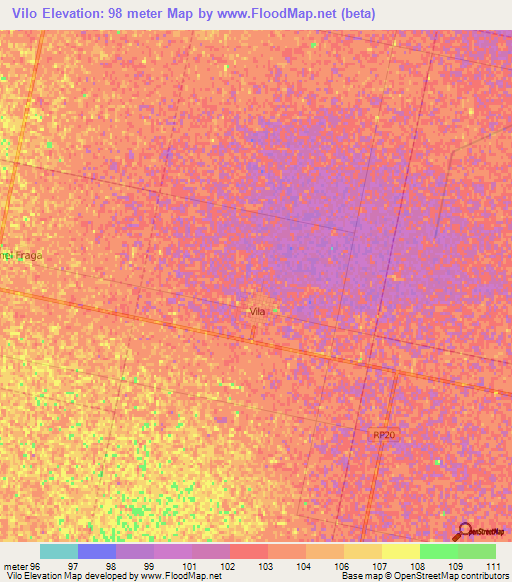 Vilo,Argentina Elevation Map
