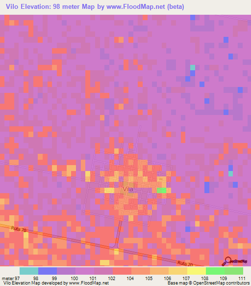 Vilo,Argentina Elevation Map