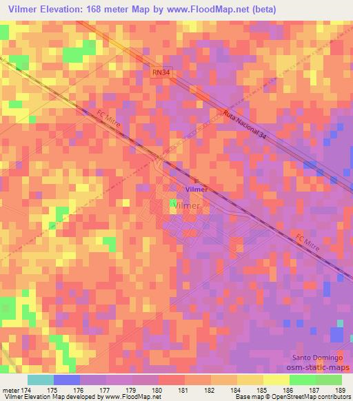 Vilmer,Argentina Elevation Map