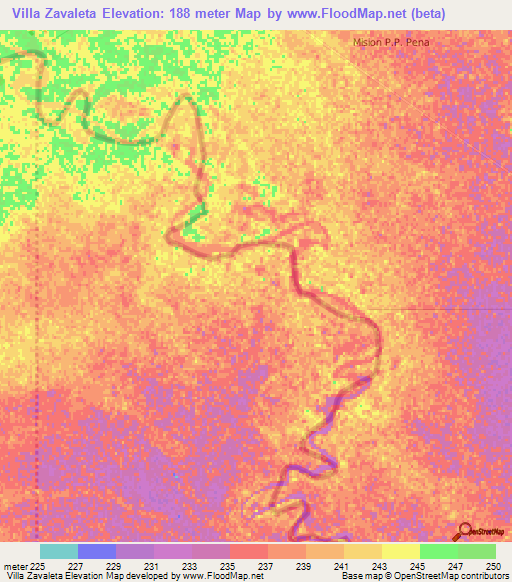 Villa Zavaleta,Argentina Elevation Map