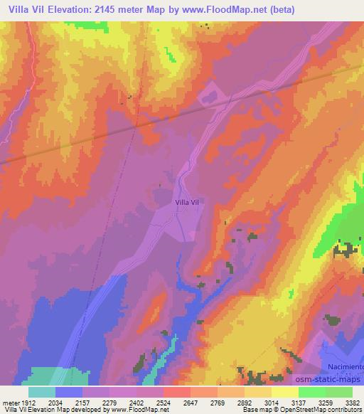 Villa Vil,Argentina Elevation Map