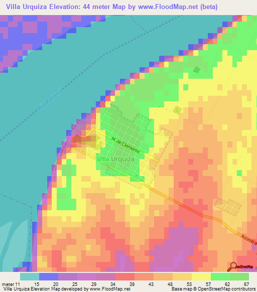 Villa Urquiza,Argentina Elevation Map