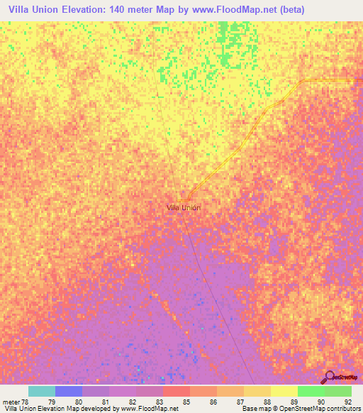 Villa Union,Argentina Elevation Map
