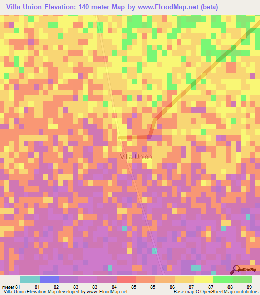 Villa Union,Argentina Elevation Map