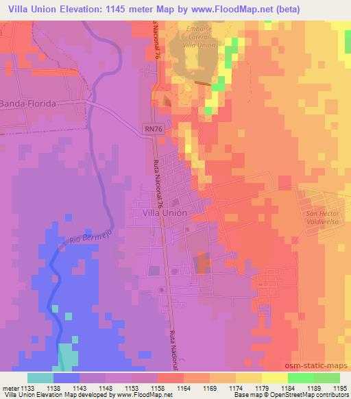 Villa Union,Argentina Elevation Map