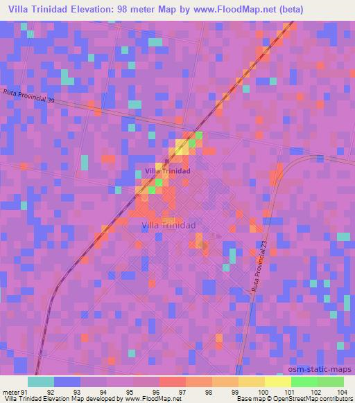 Villa Trinidad,Argentina Elevation Map