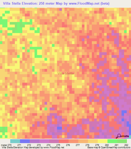 Villa Stella,Argentina Elevation Map