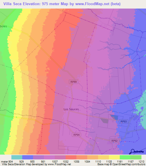 Villa Seca,Argentina Elevation Map