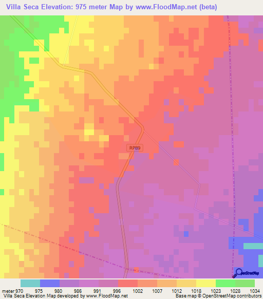 Villa Seca,Argentina Elevation Map