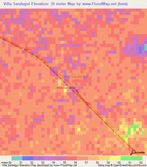 Villa Saralegui,Argentina Elevation Map