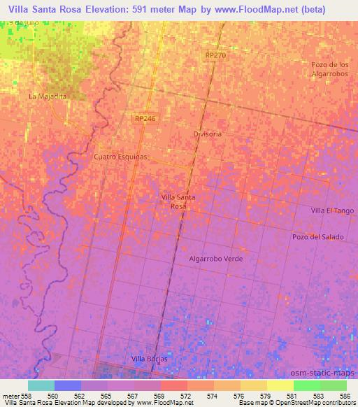 Villa Santa Rosa,Argentina Elevation Map