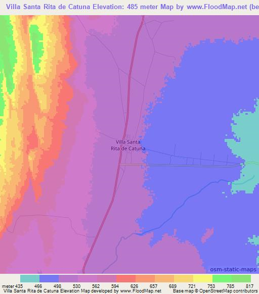 Villa Santa Rita de Catuna,Argentina Elevation Map