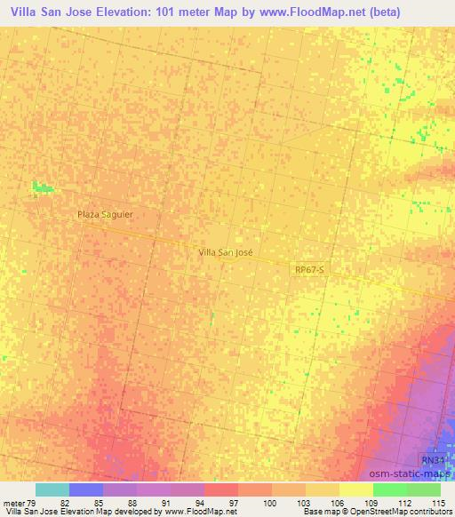 Villa San Jose,Argentina Elevation Map