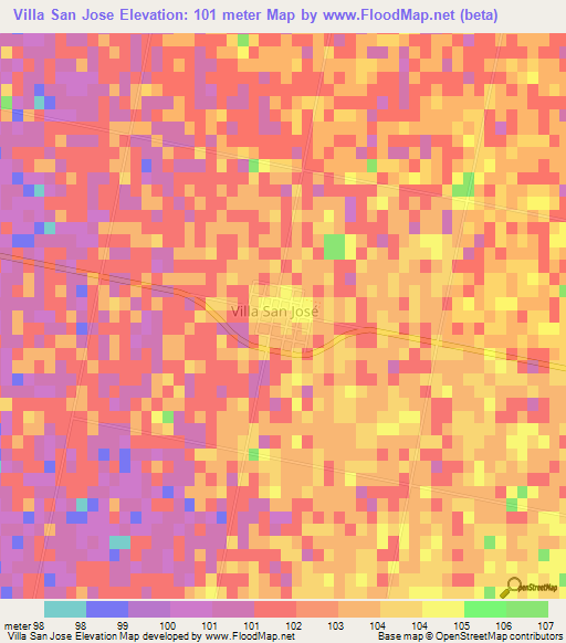 Villa San Jose,Argentina Elevation Map