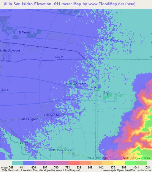 Villa San Isidro,Argentina Elevation Map