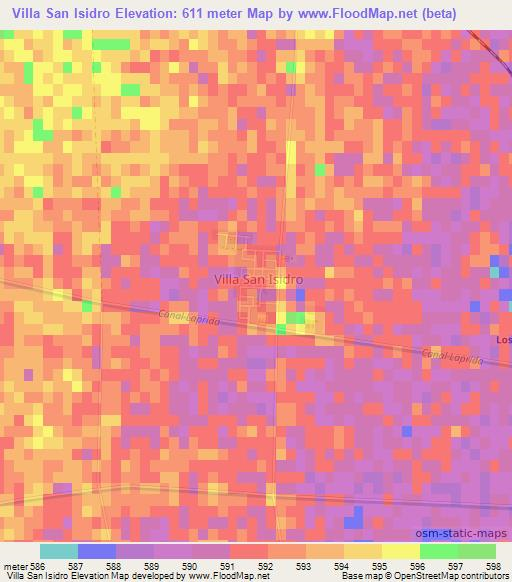 Villa San Isidro,Argentina Elevation Map