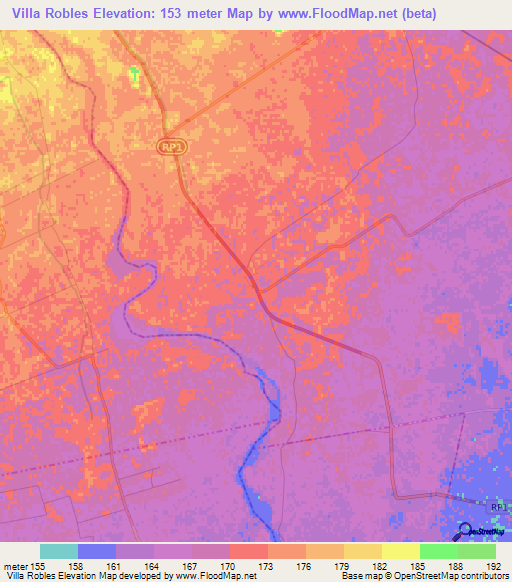 Villa Robles,Argentina Elevation Map