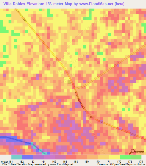 Villa Robles,Argentina Elevation Map