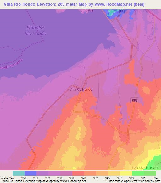 Villa Rio Hondo,Argentina Elevation Map