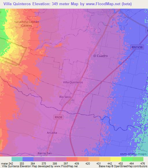Villa Quinteros,Argentina Elevation Map