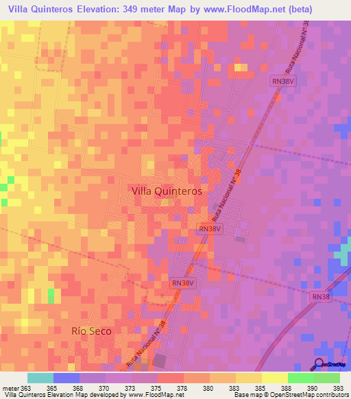Villa Quinteros,Argentina Elevation Map