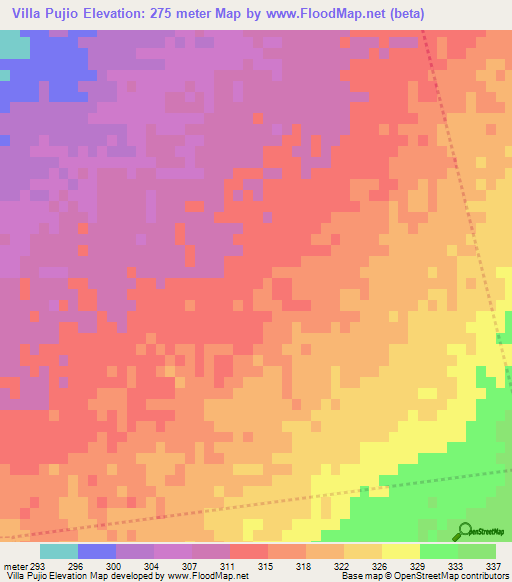 Villa Pujio,Argentina Elevation Map