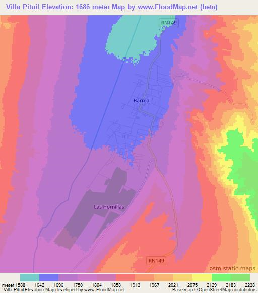Villa Pituil,Argentina Elevation Map