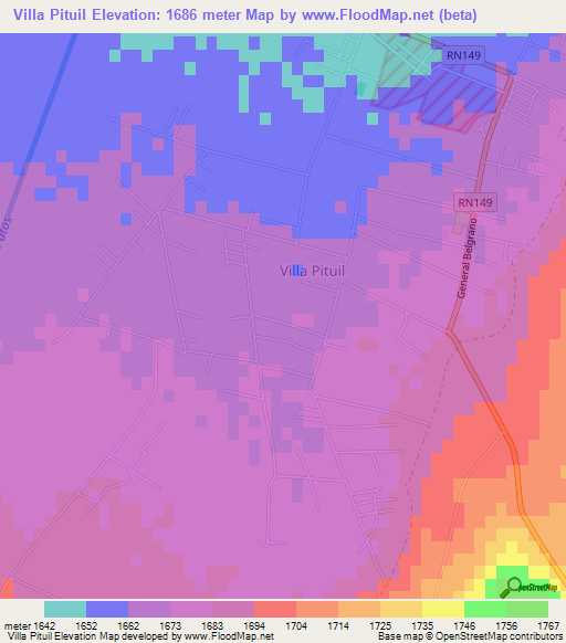 Villa Pituil,Argentina Elevation Map